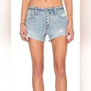 LEVI'S Button Fly Rolled Hem Light Wash "Country Road" Jean Cut Off Shorts